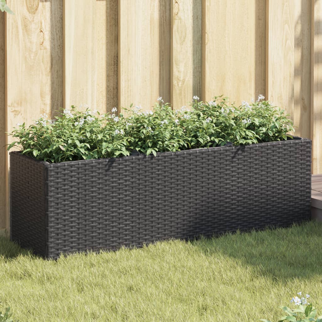 Vrtne sadilice s 3 posude 2 kom crne 90 x 20 x 40 cm poliratan