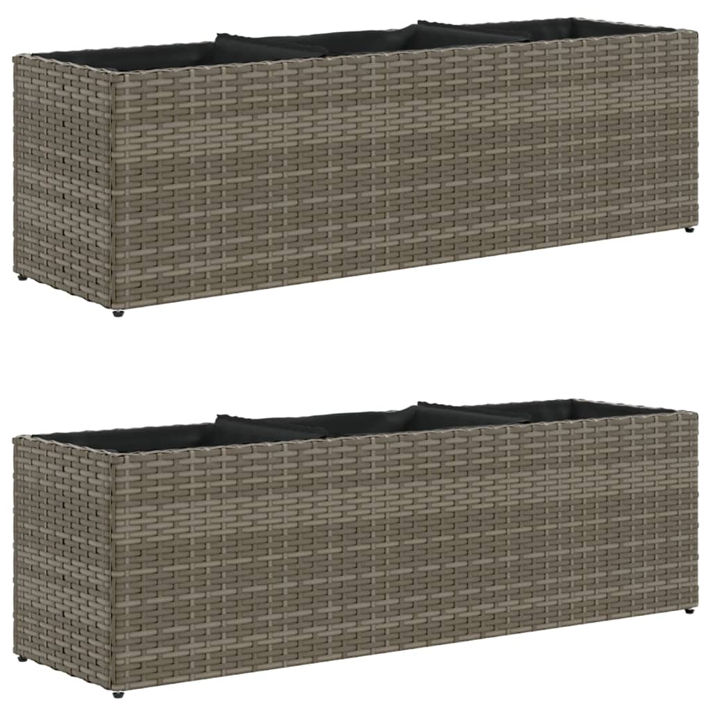 Vrtne sadilice s 3 posude 2 kom siva 105x30x32 cm od poliratana