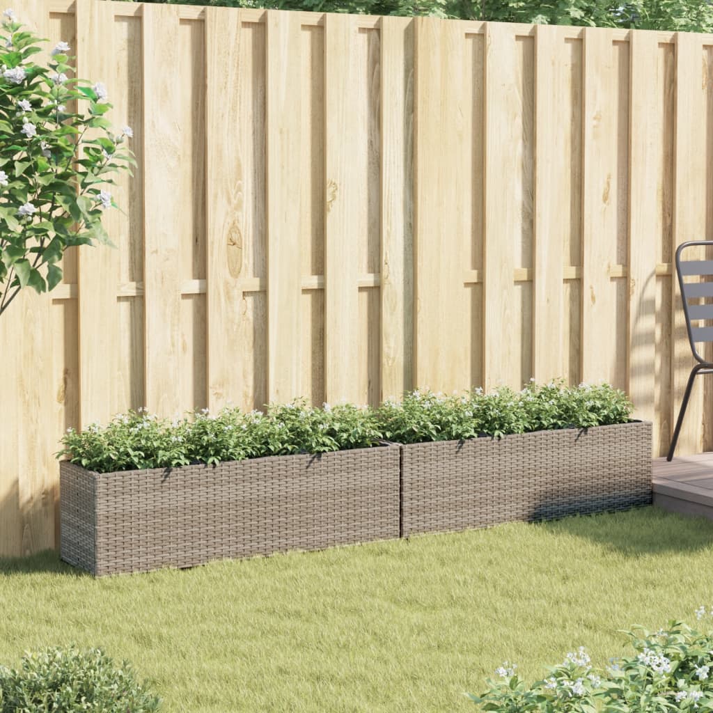 Vrtne sadilice s 3 posude 2 kom siva 105x30x32 cm od poliratana