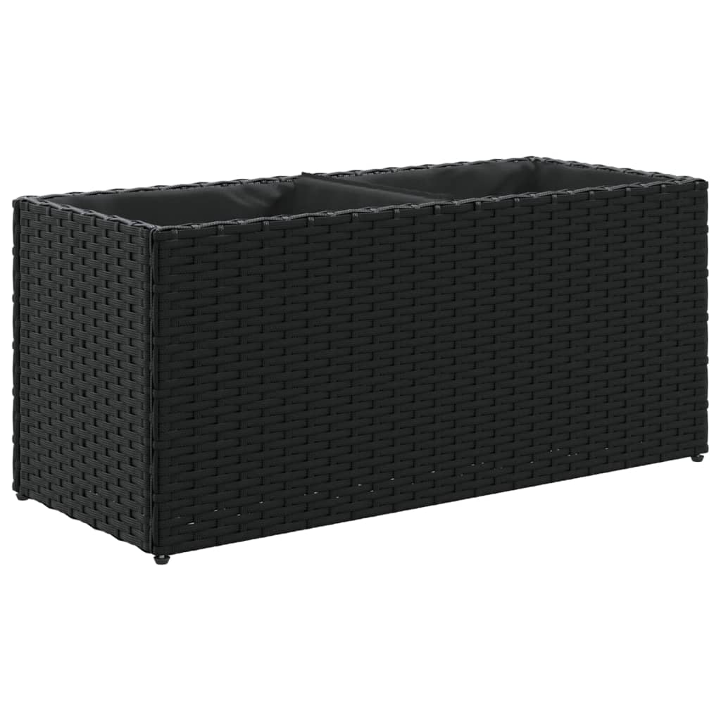 Vrtne sadilice s 2 posude 2 kom crne 72x30x32 cm poliratan