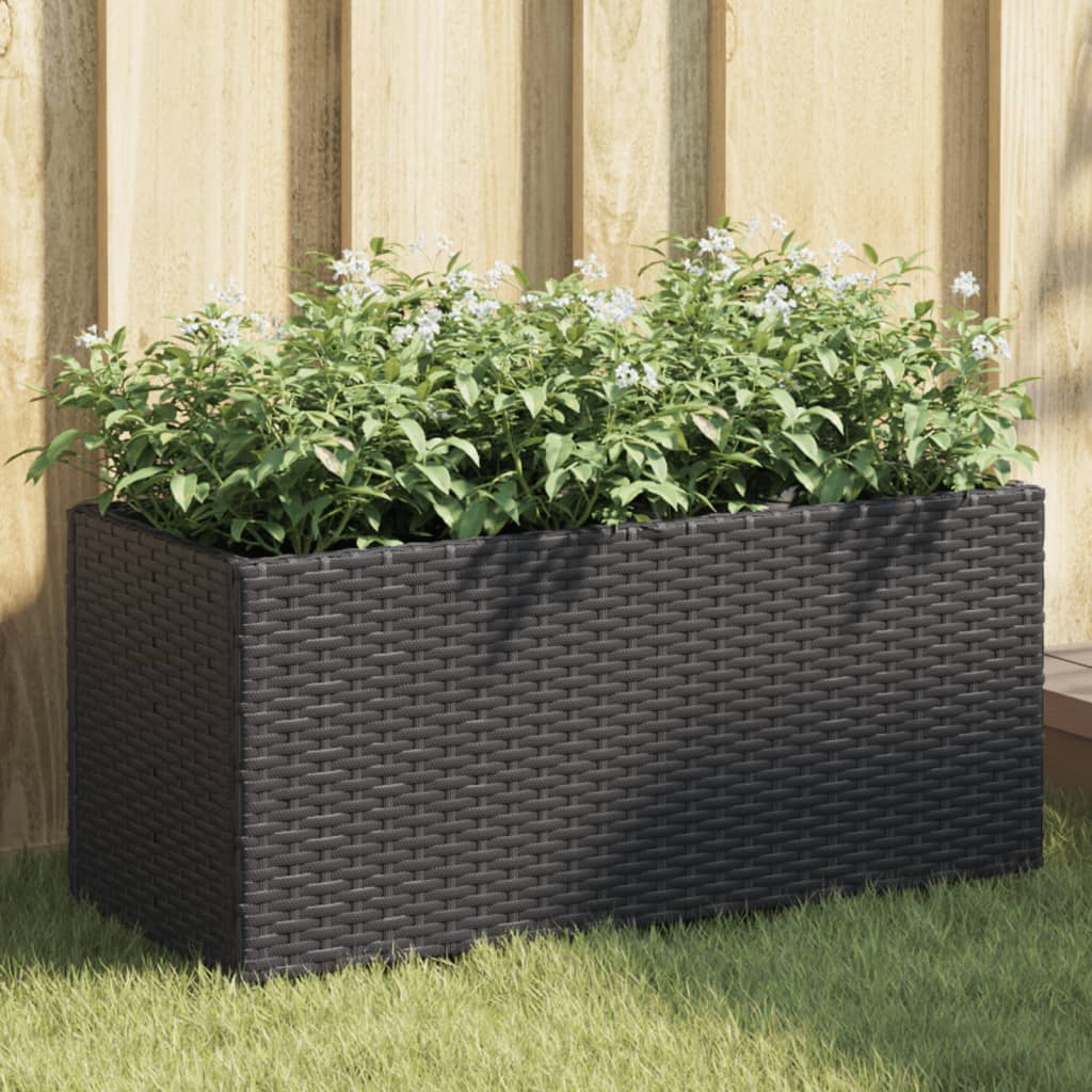 Vrtne sadilice s 2 posude 2 kom crne 72x30x32 cm poliratan