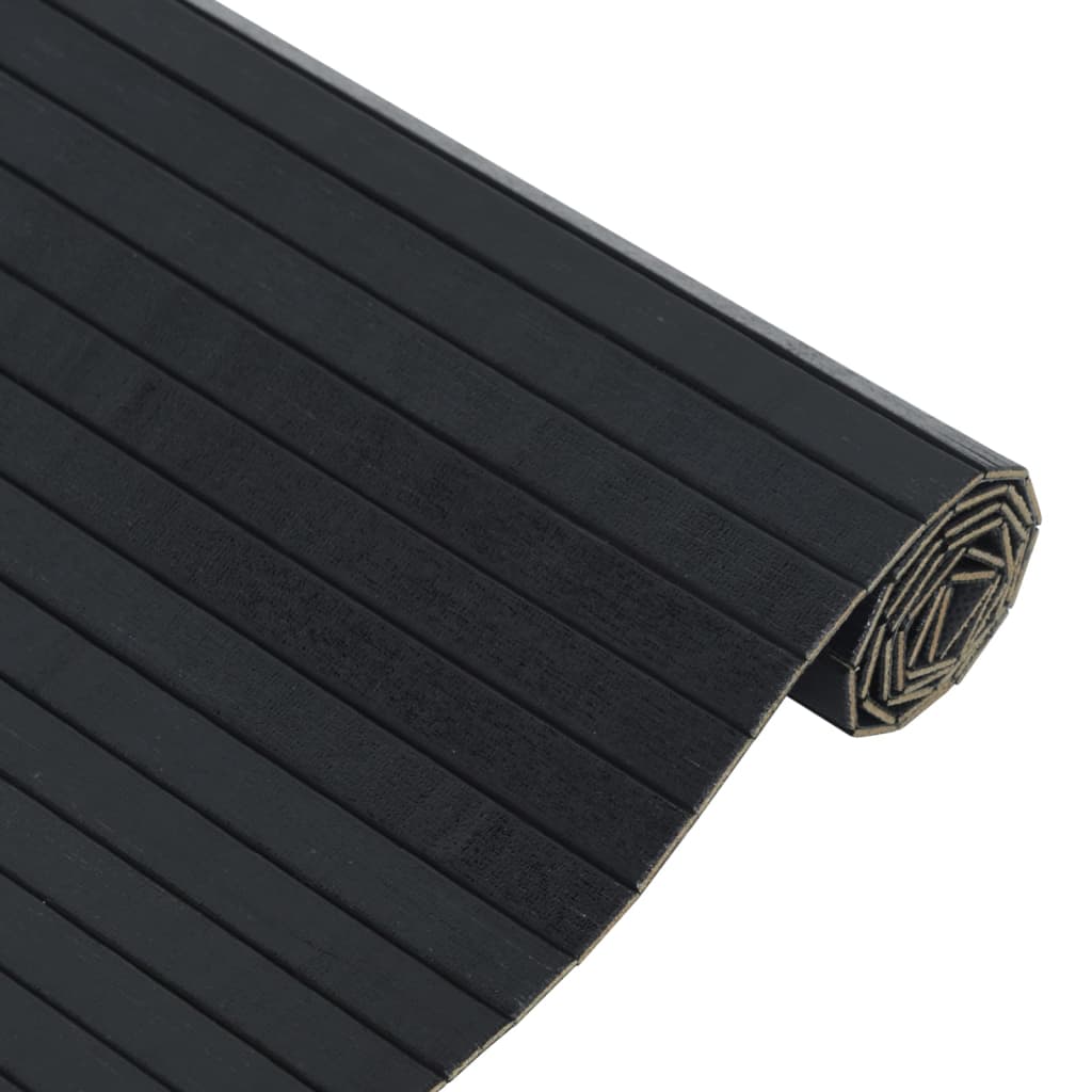 Tepih pravokutni crni 100 x 200 cm od bambusa