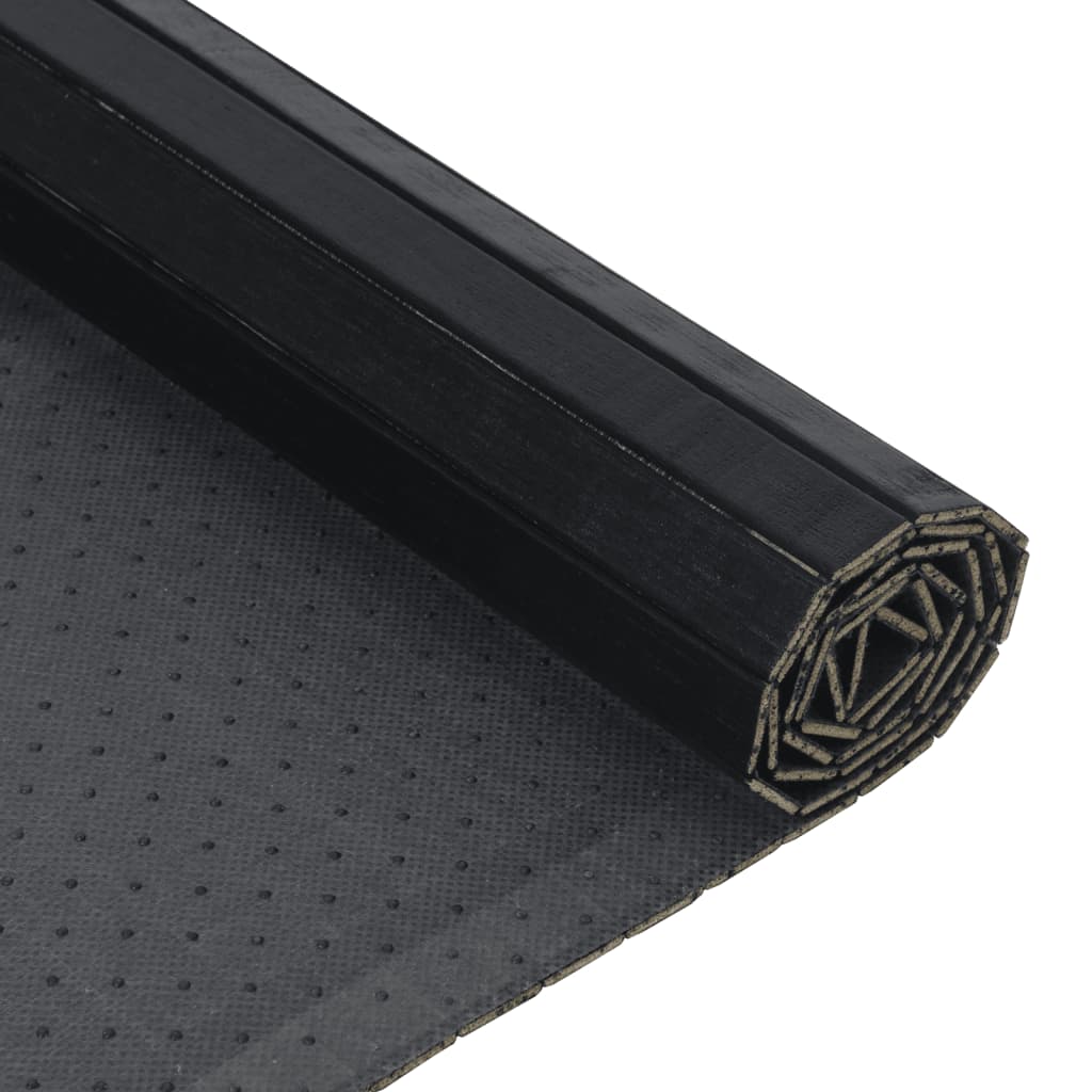 Tepih pravokutni crni 100 x 200 cm od bambusa