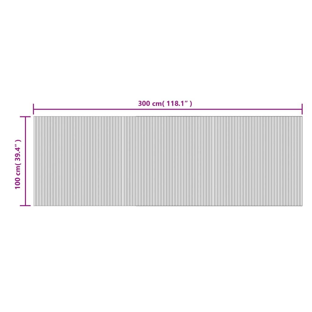 Tepih pravokutni sivi 100 x 300 cm od bambusa