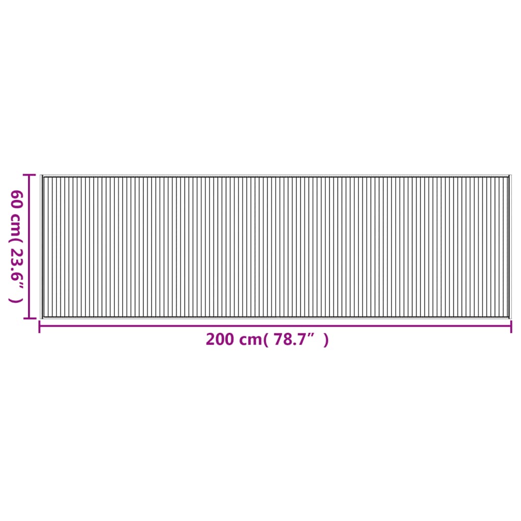 Tepih pravokutni sivi 60 x 200 cm od bambusa