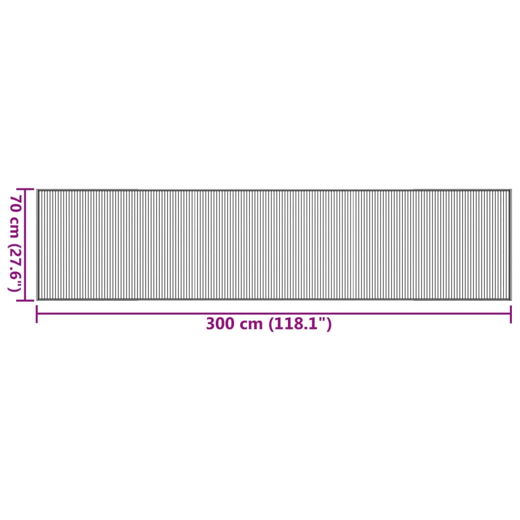 Tepih pravokutni crni 70 x 300 cm od bambusa