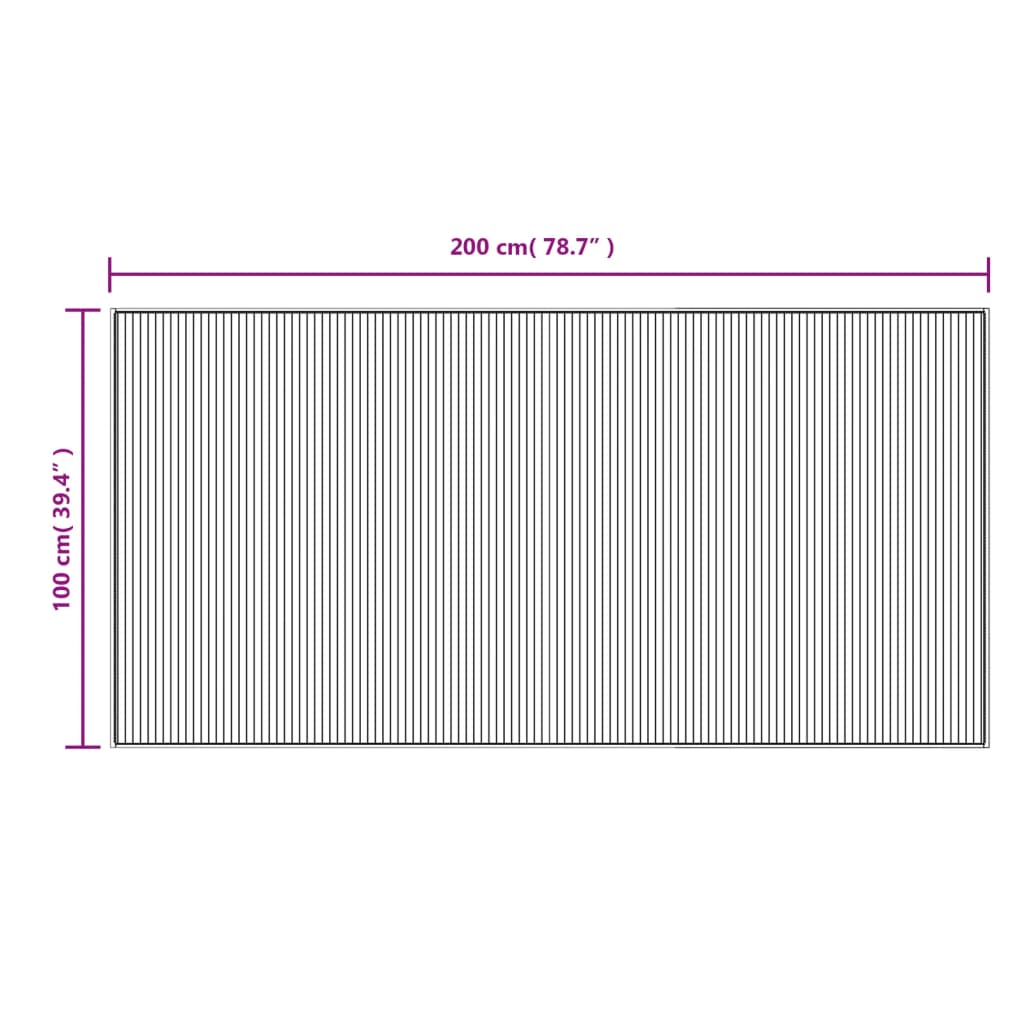 Tepih pravokutni crni 100 x 200 cm od bambusa