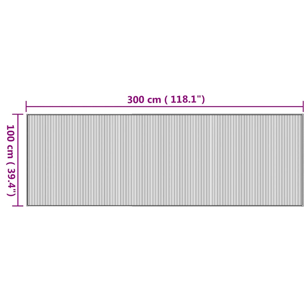 Tepih pravokutni prirodni 100 x 300 cm od bambusa