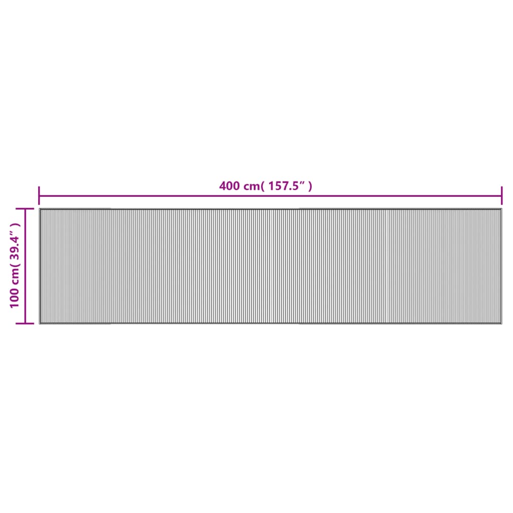 Tepih pravokutni crni 100 x 400 cm od bambusa