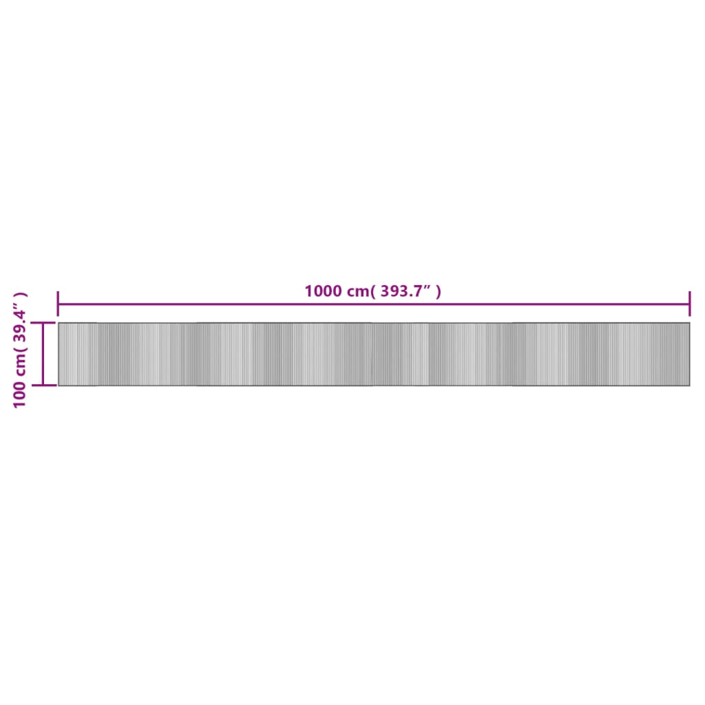 Tepih pravokutni crni 100 x 1000 cm od bambusa