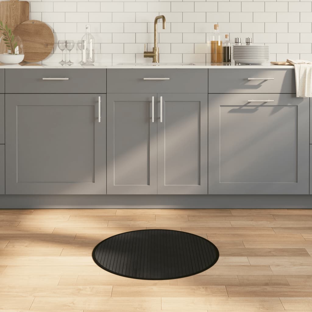 Okrugli tepih crni 60 cm bambus