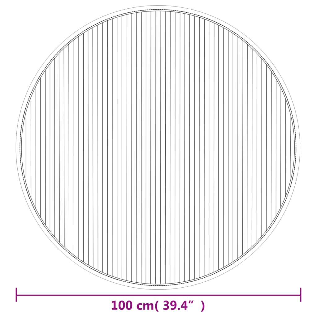 Okrugli tepih crni 100 cm bambus