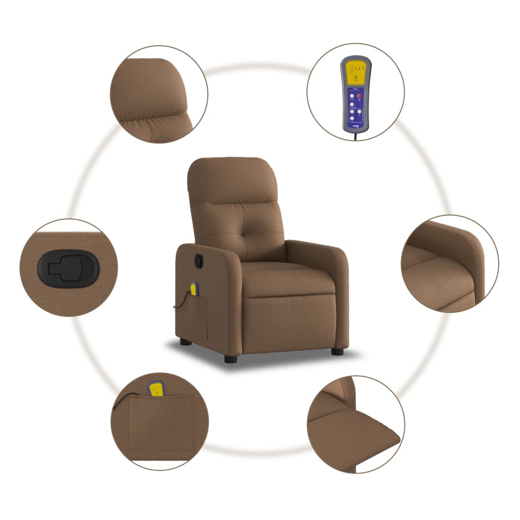 Masažni naslonjač od tkanine smeđi