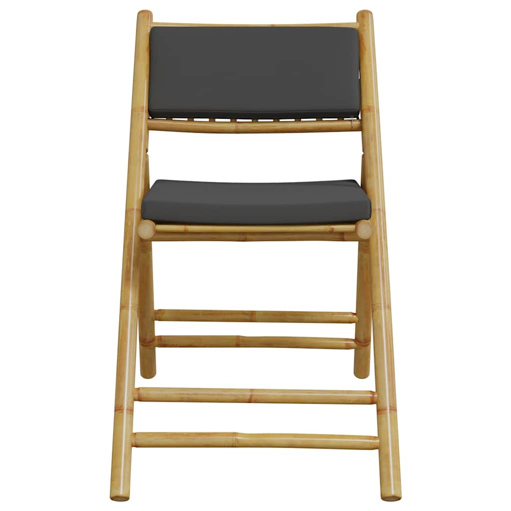 3-dijelni sklopivi bistro set s tamnosivim jastucima bambus