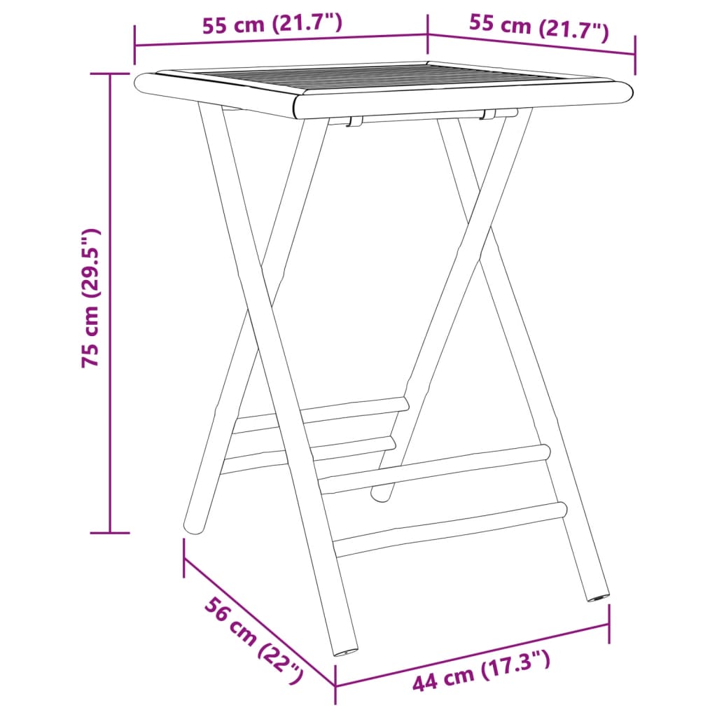Sklopivi vrtni stol 55 x 55 x 75 cm od bambusa