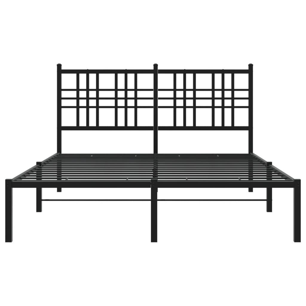 Metalni okvir za krevet s uzglavljem crni 120x190 cm