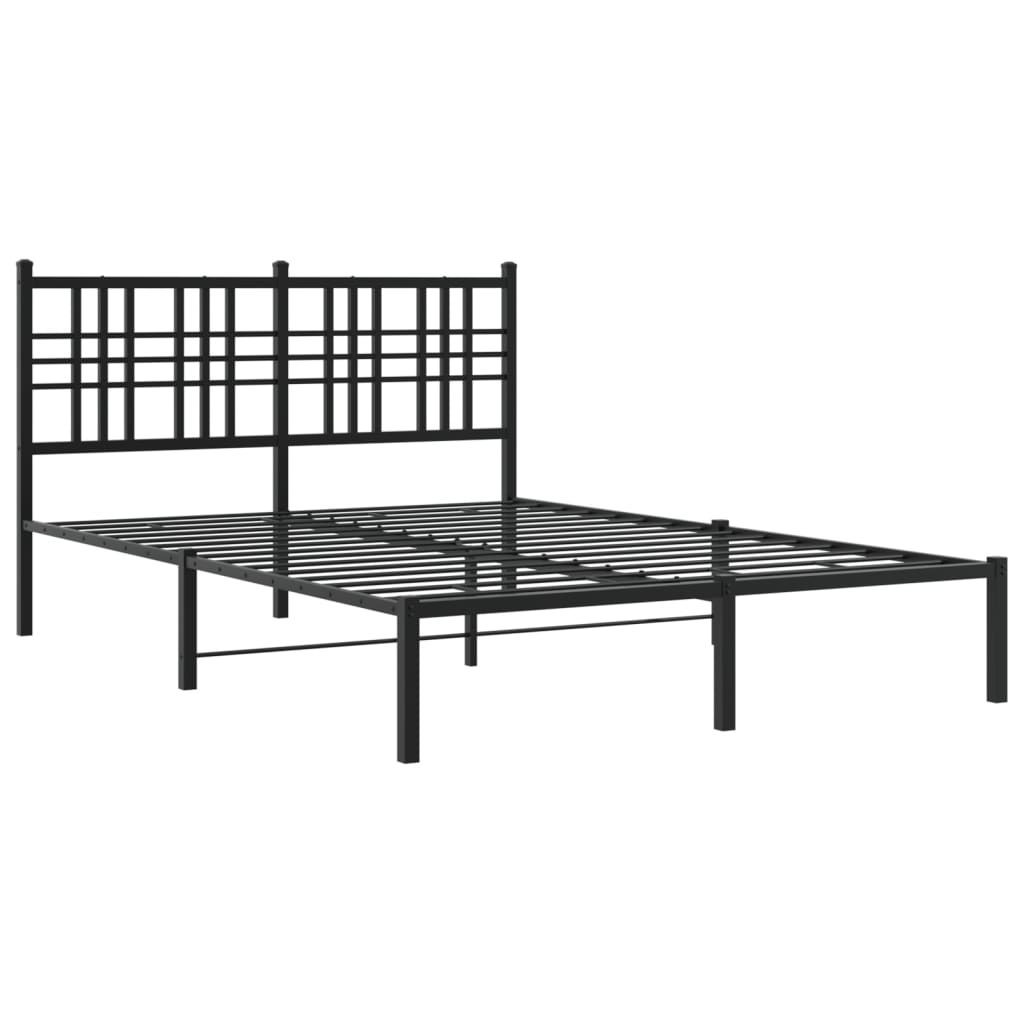 Metalni okvir za krevet s uzglavljem crni 135x190 cm