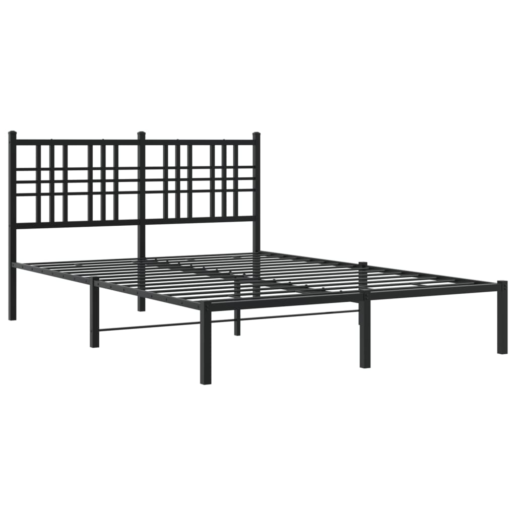 Metalni okvir za krevet s uzglavljem crni 140x190 cm