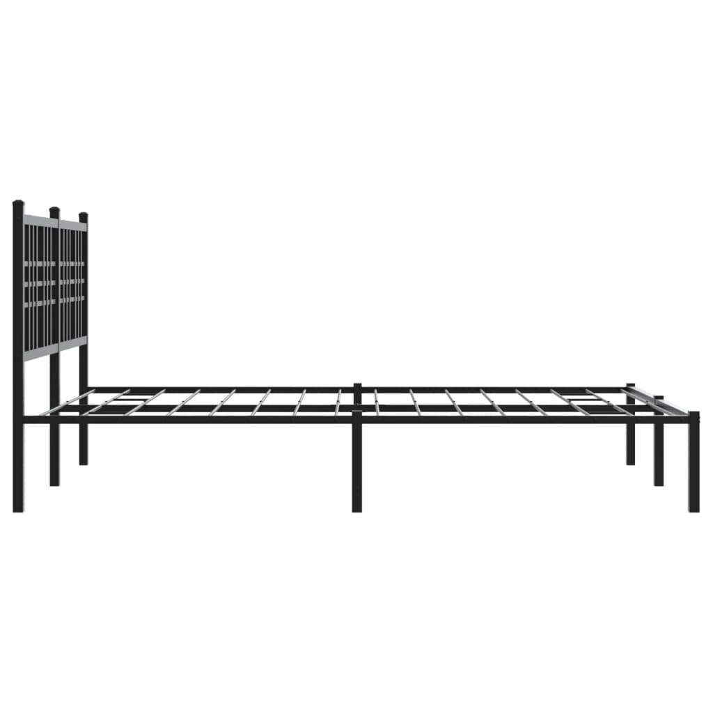 Metalni okvir za krevet s uzglavljem crni 140x190 cm