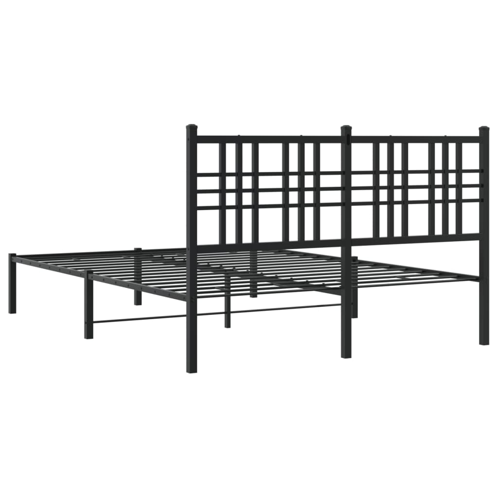 Metalni okvir za krevet s uzglavljem crni 140x190 cm