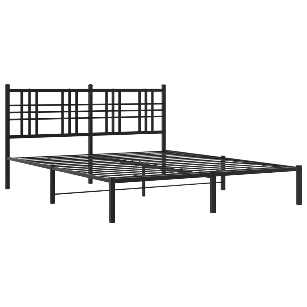 Metalni okvir za krevet s uzglavljem crni 150x200 cm