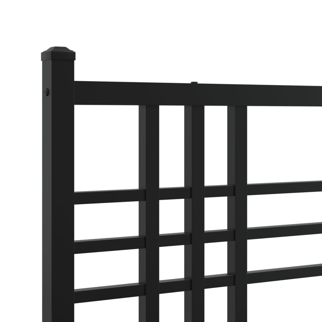 Metalni okvir za krevet s uzglavljem crni 150x200 cm
