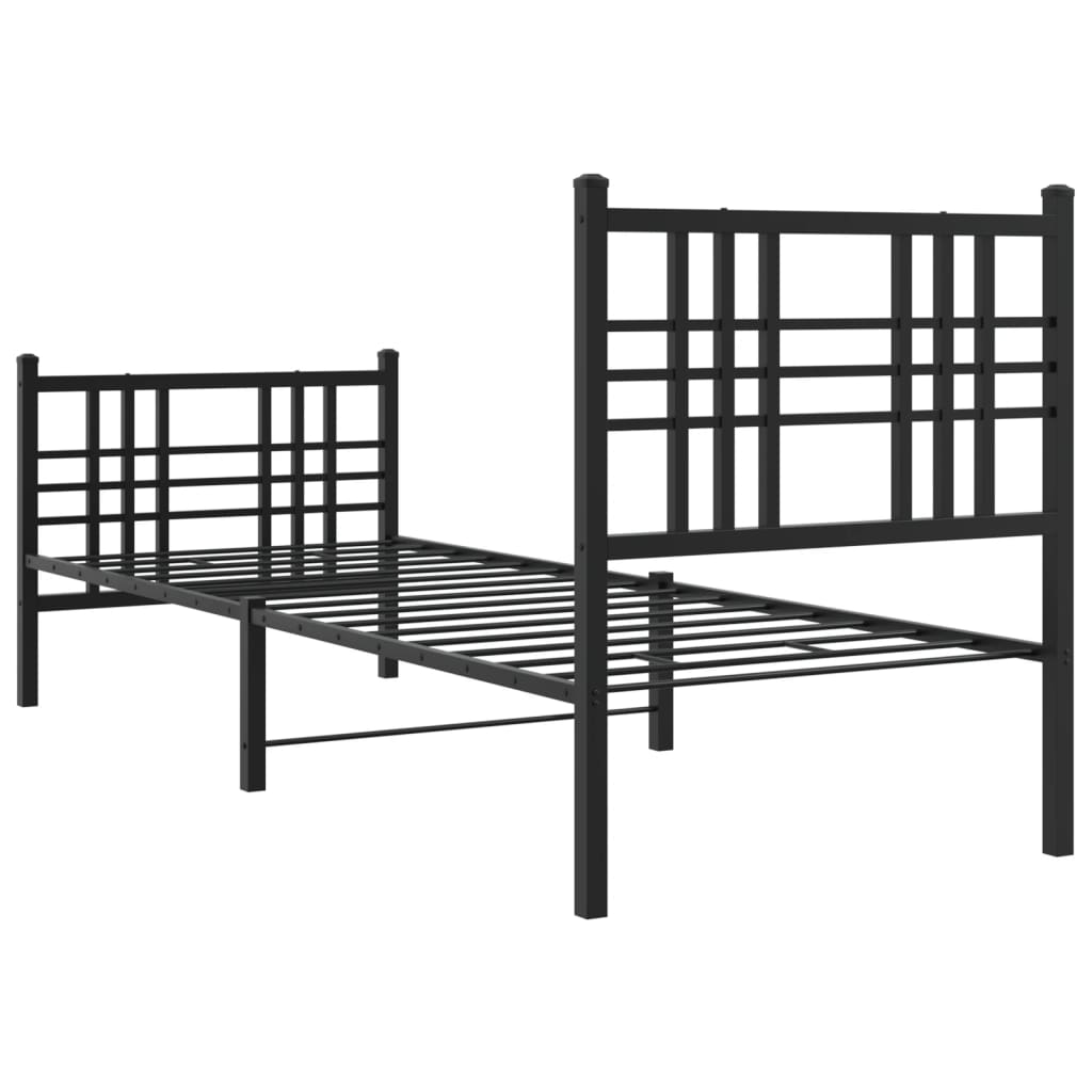 Metalni okvir kreveta uzglavlje i podnožje crni 75x190 cm