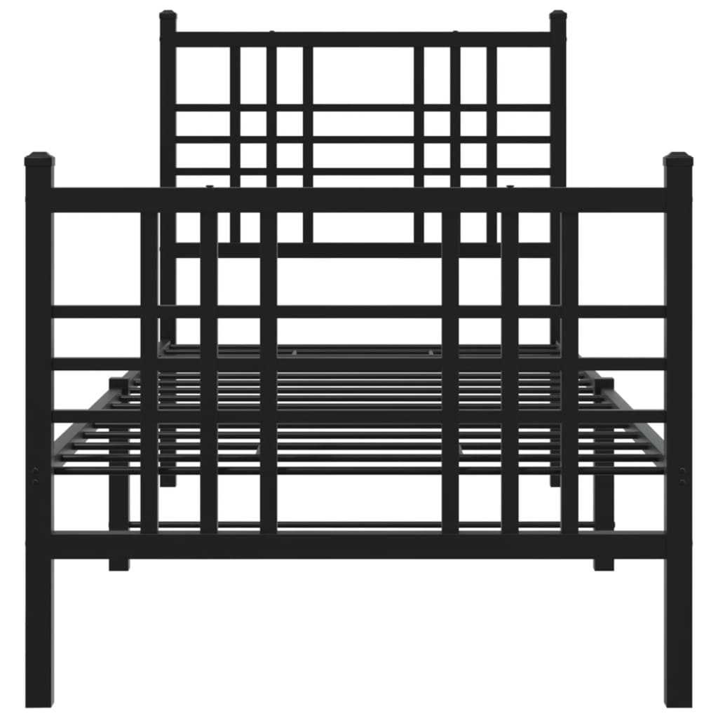 Metalni okvir kreveta uzglavlje i podnožje crni 80x200 cm
