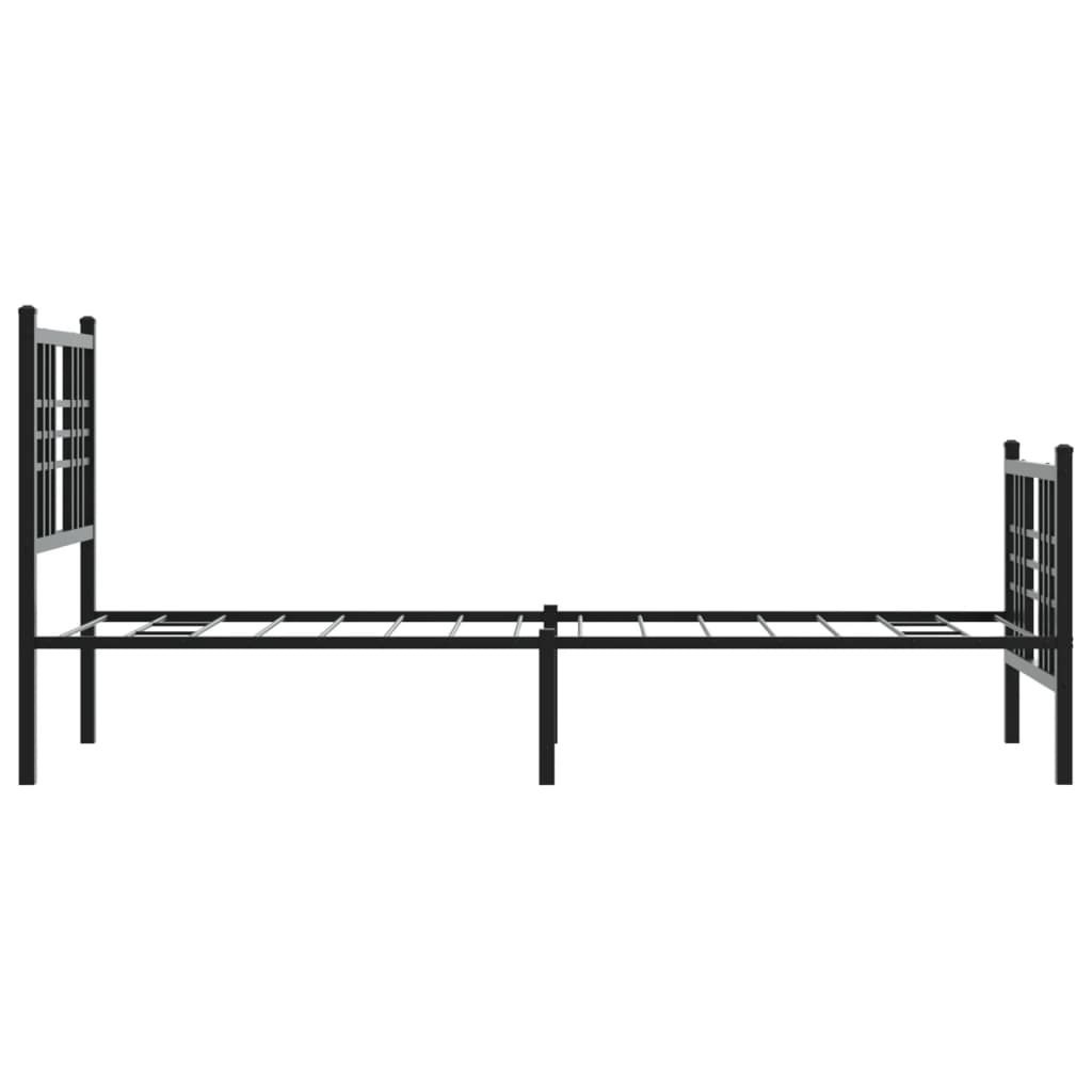 Metalni okvir kreveta uzglavlje i podnožje crni 80x200 cm