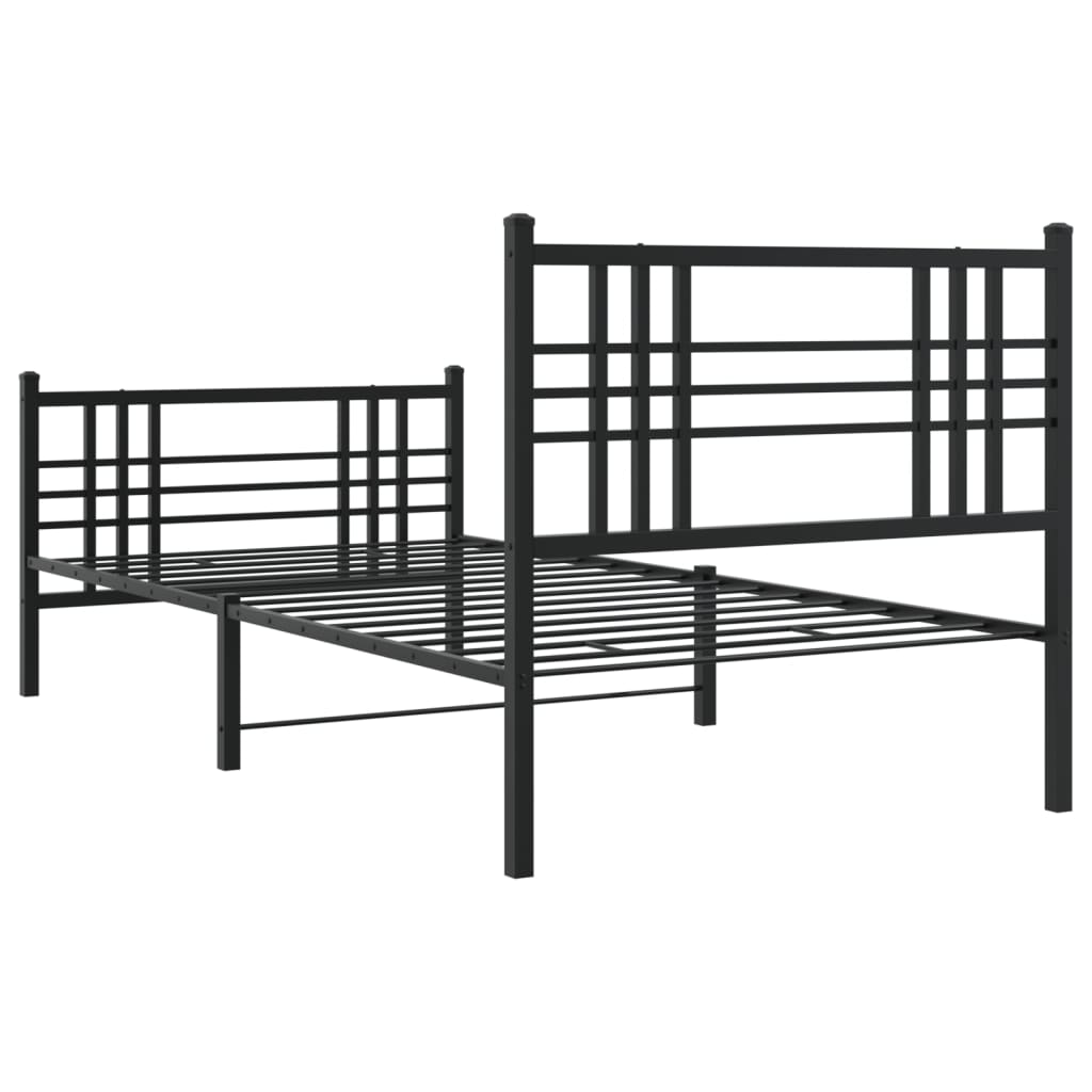 Metalni okvir kreveta uzglavlje i podnožje crni 90x190 cm