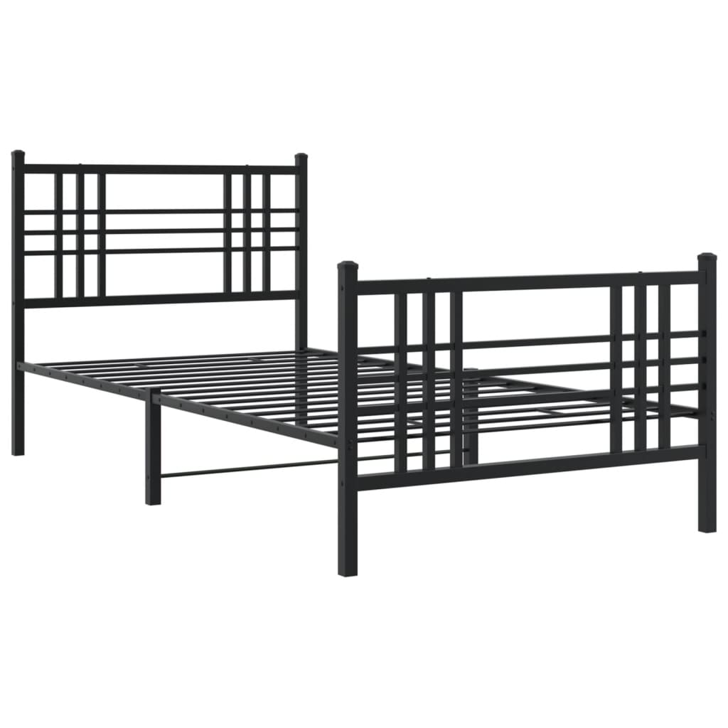 Metalni okvir kreveta uzglavlje i podnožje crni 90 x 200 cm