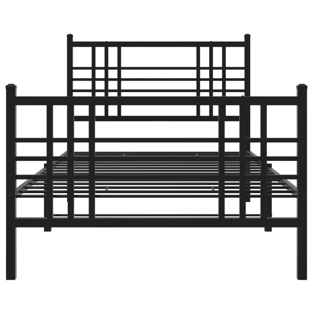 Metalni okvir kreveta uzglavlje i podnožje crni 90 x 200 cm