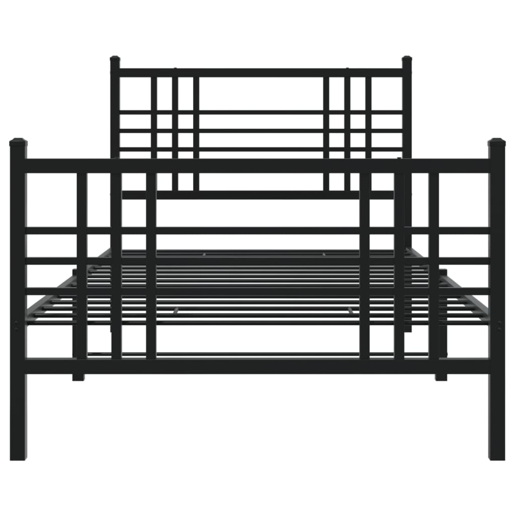 Metalni okvir kreveta uzglavlje i podnožje crni 100x190 cm