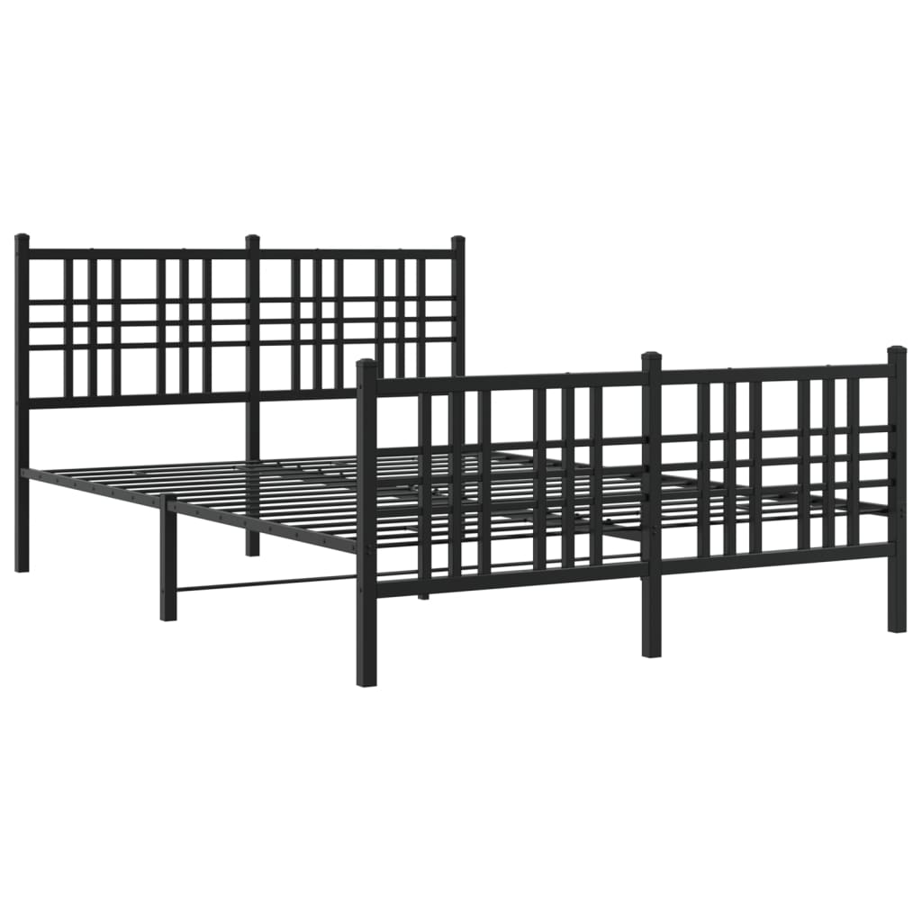 Metalni okvir kreveta uzglavlje i podnožje crni 137x190 cm