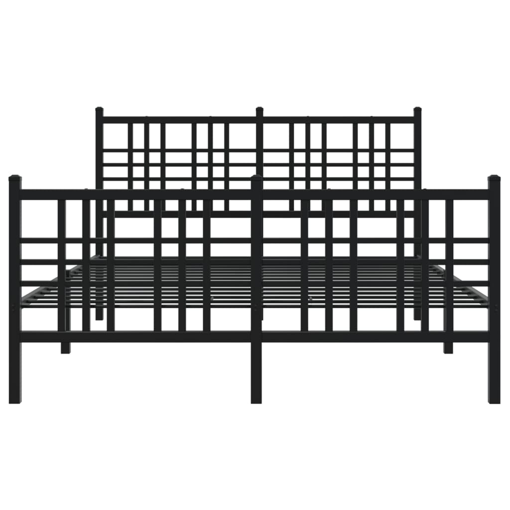 Metalni okvir kreveta uzglavlje i podnožje crni 137x190 cm