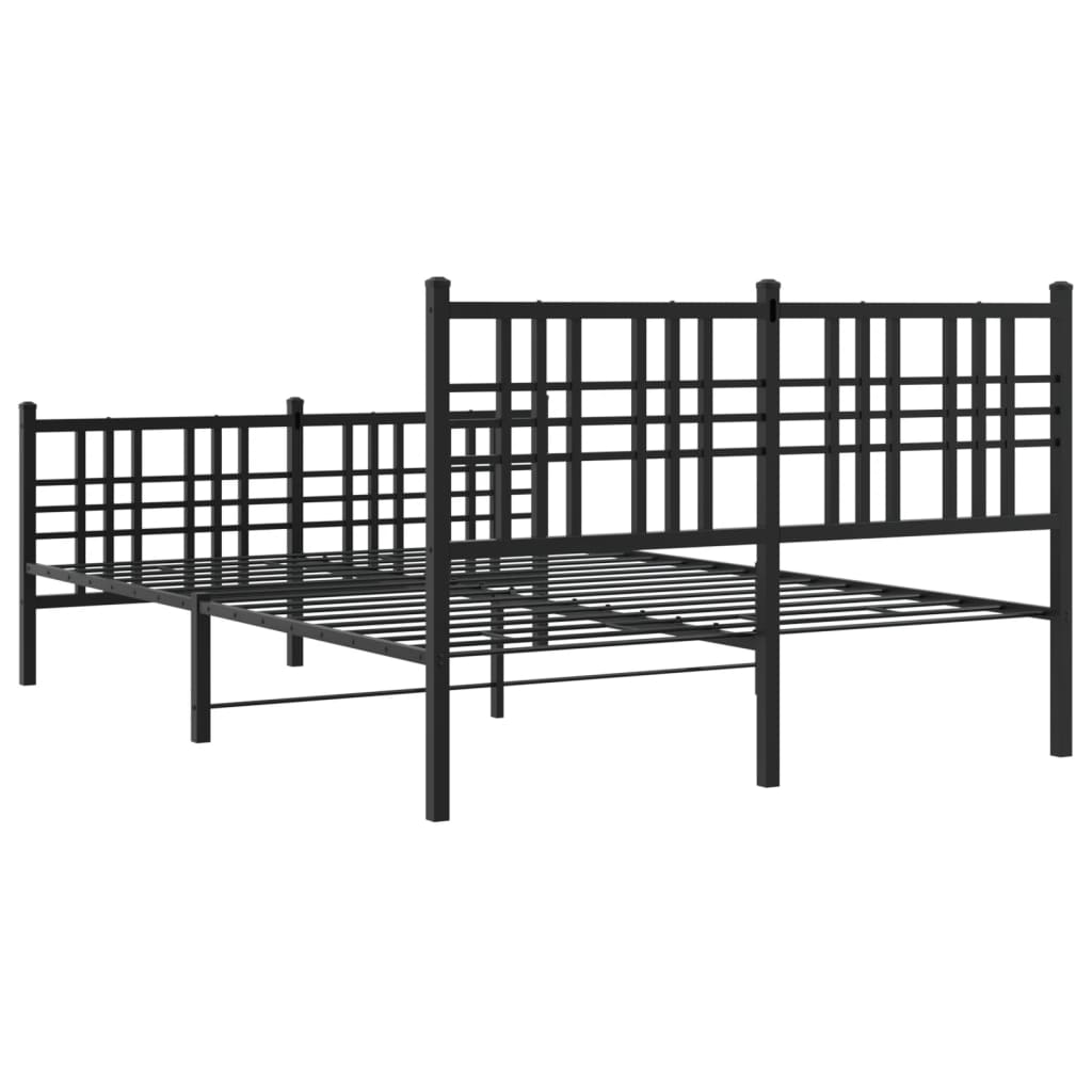 Metalni okvir kreveta uzglavlje i podnožje crni 137x190 cm
