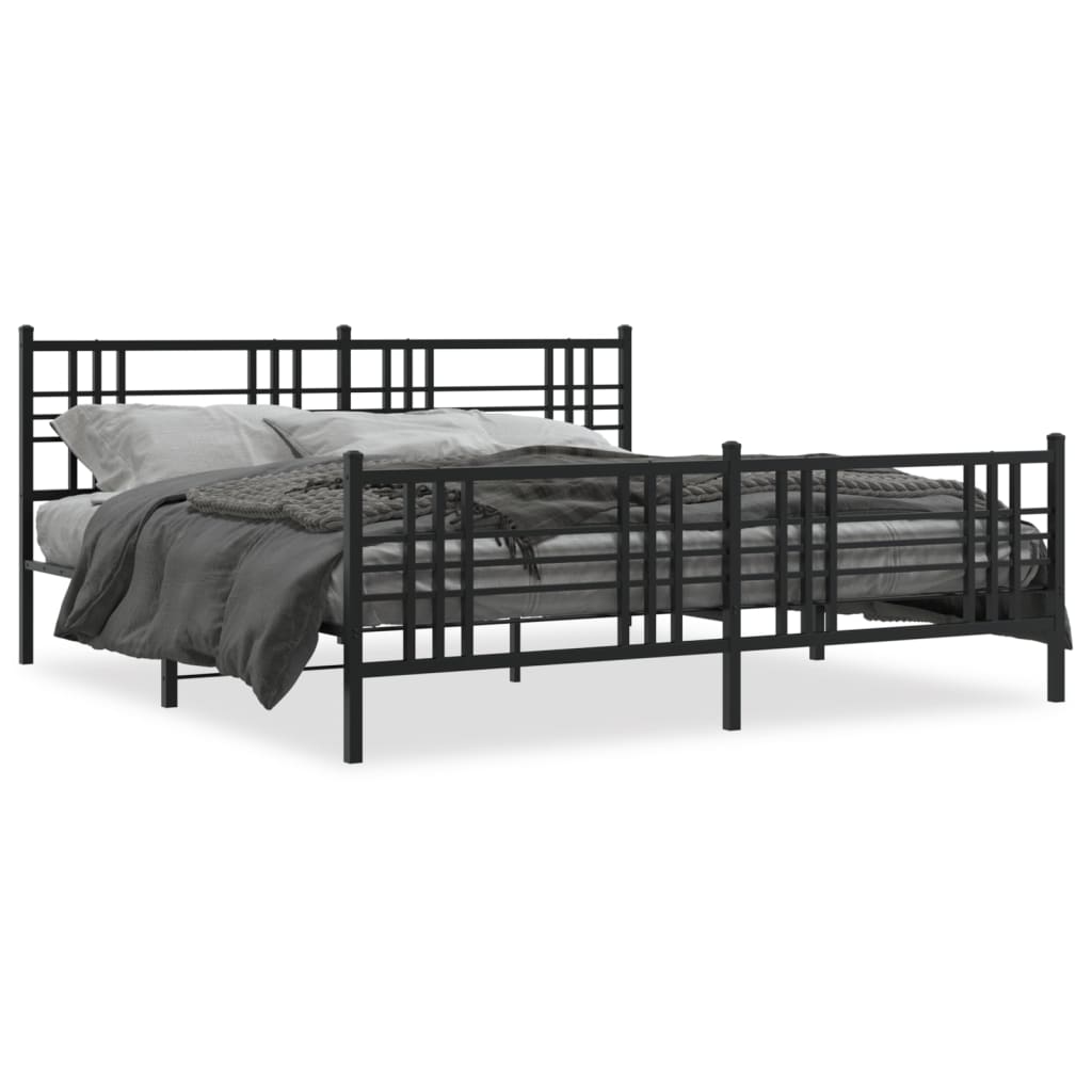 Metalni okvir kreveta uzglavlje i podnožje crni 183x213 cm
