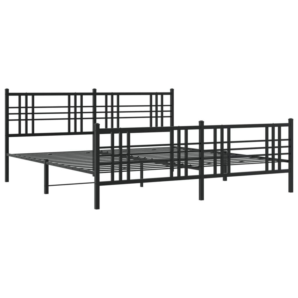 Metalni okvir kreveta uzglavlje i podnožje crni 183x213 cm