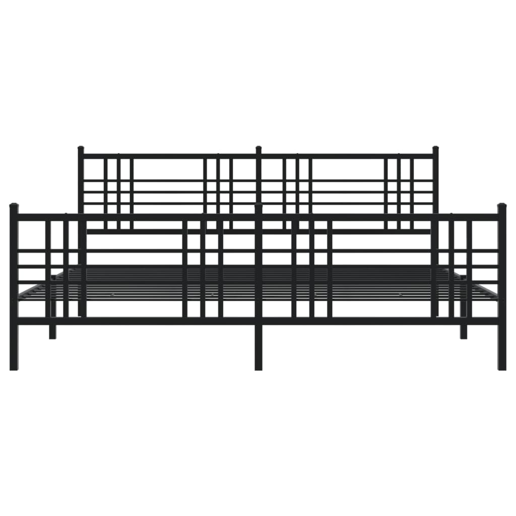 Metalni okvir kreveta uzglavlje i podnožje crni 183x213 cm