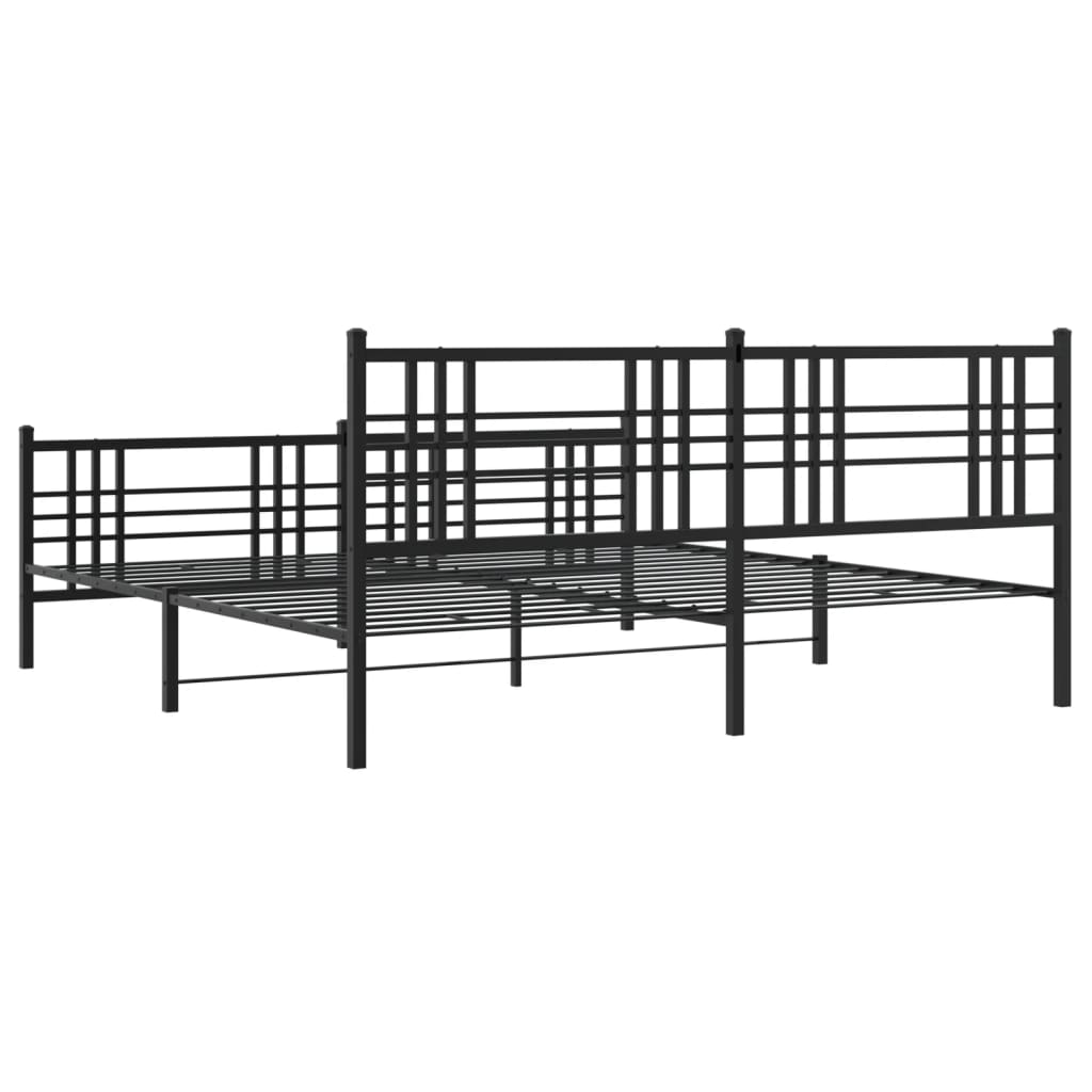 Metalni okvir kreveta uzglavlje i podnožje crni 183x213 cm
