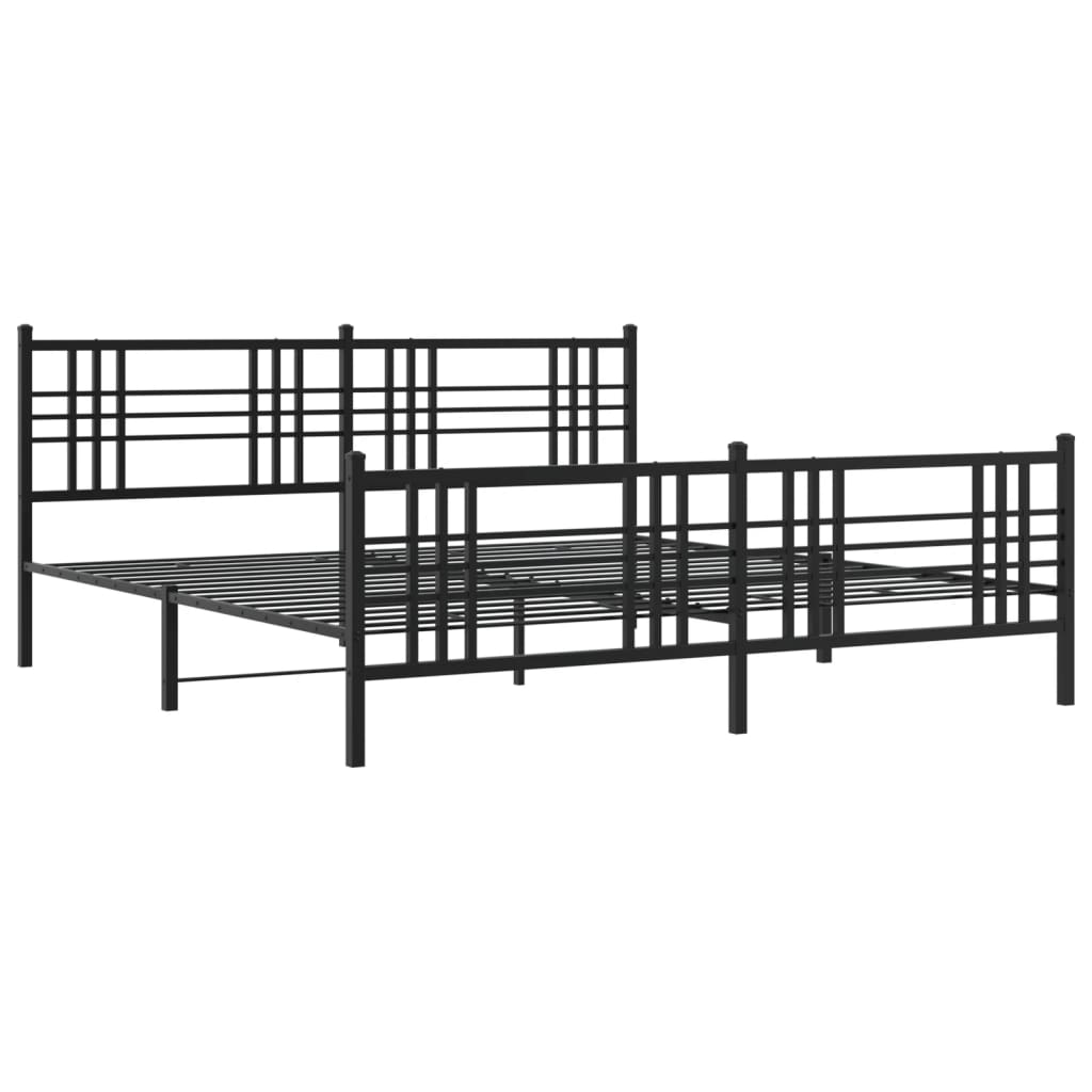 Metalni okvir kreveta uzglavlje i podnožje crni 200x200 cm
