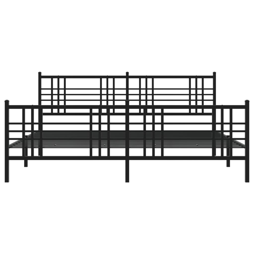 Metalni okvir kreveta uzglavlje i podnožje crni 200x200 cm