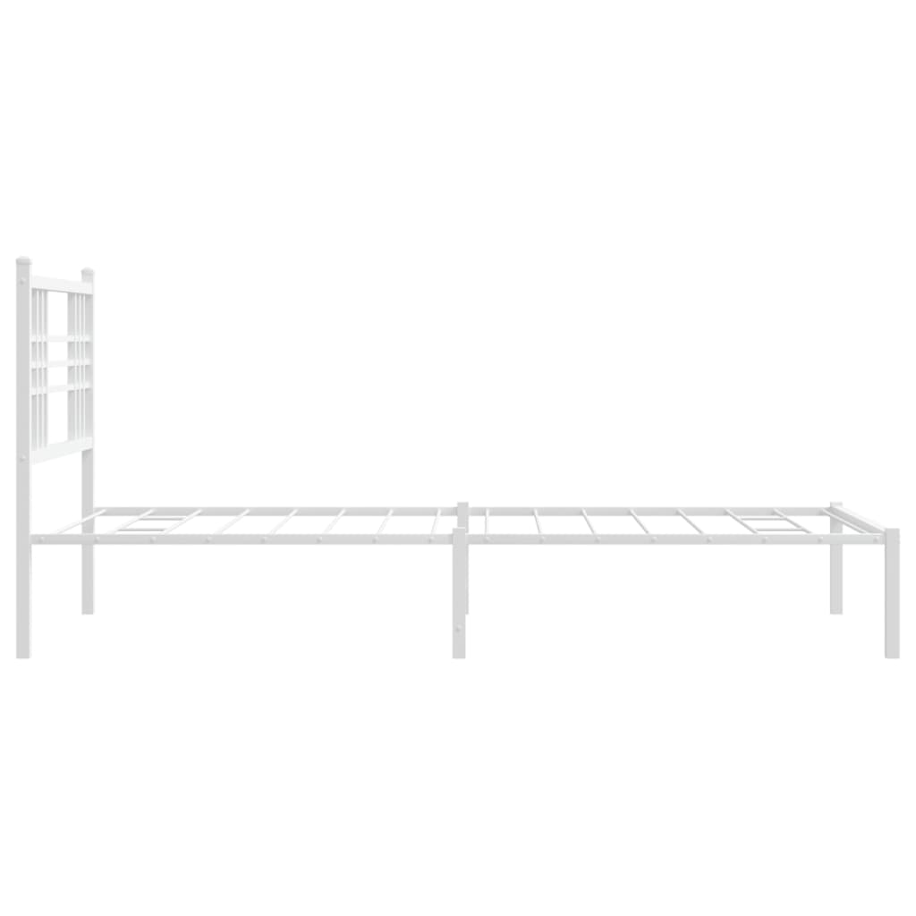 Metalni okvir za krevet s uzglavljem bijeli 100x190 cm