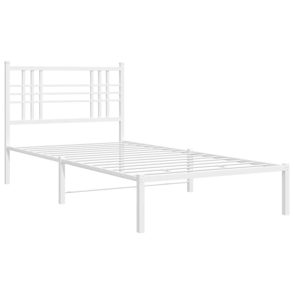 Metalni okvir za krevet s uzglavljem bijeli 107x203 cm