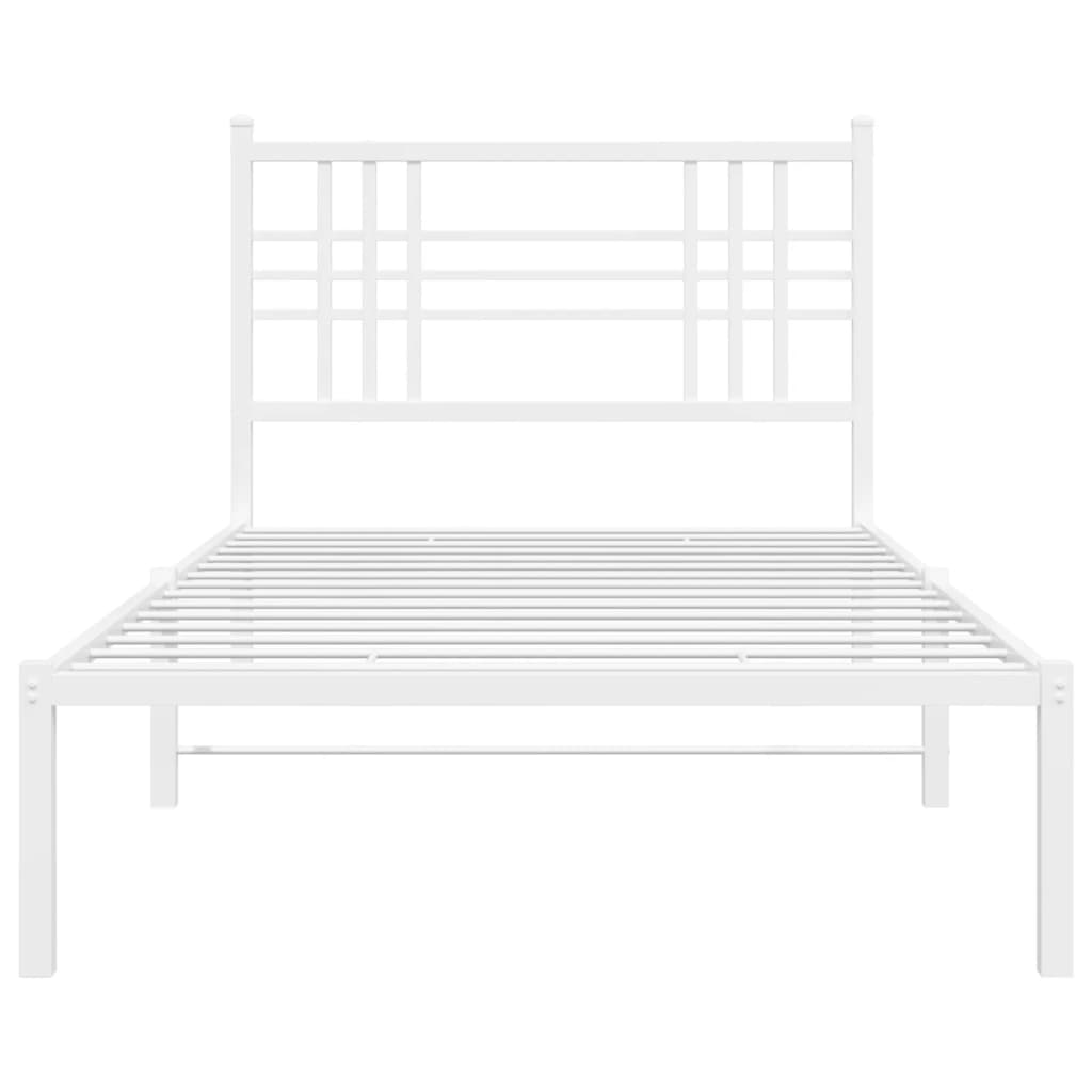 Metalni okvir za krevet s uzglavljem bijeli 107x203 cm