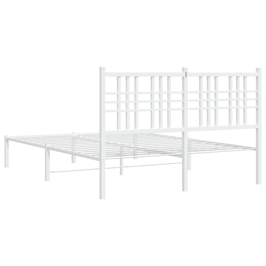 Metalni okvir za krevet s uzglavljem bijeli 120 x 190 cm