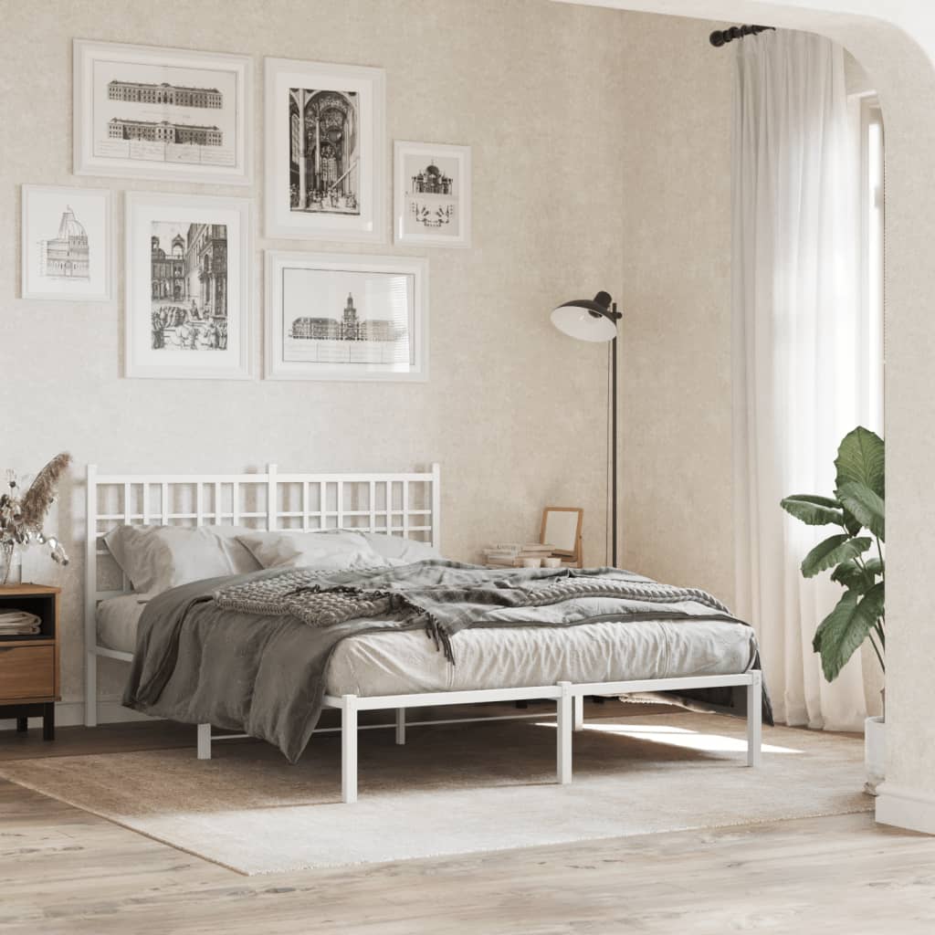 Metalni okvir za krevet s uzglavljem bijeli 120 x 190 cm
