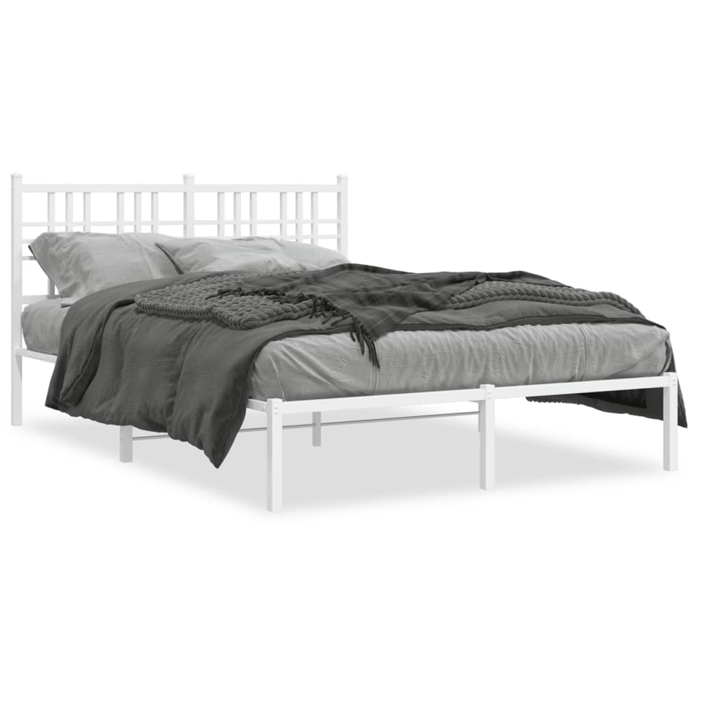 Metalni okvir za krevet s uzglavljem bijeli 120x200 cm