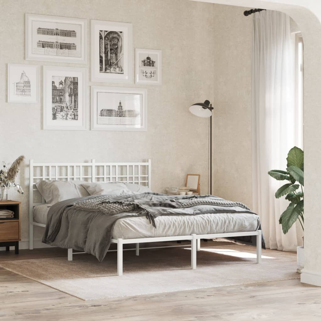 Metalni okvir za krevet s uzglavljem bijeli 120x200 cm