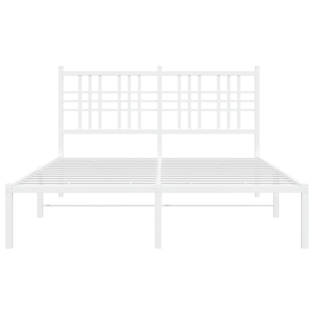 Metalni okvir za krevet s uzglavljem bijeli 140 x 190 cm